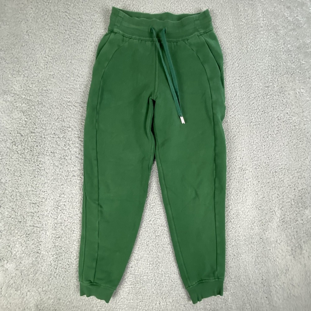 Lululemon Scuba Joggers Womens 2 Green High Rise French Terry On The Move Gym